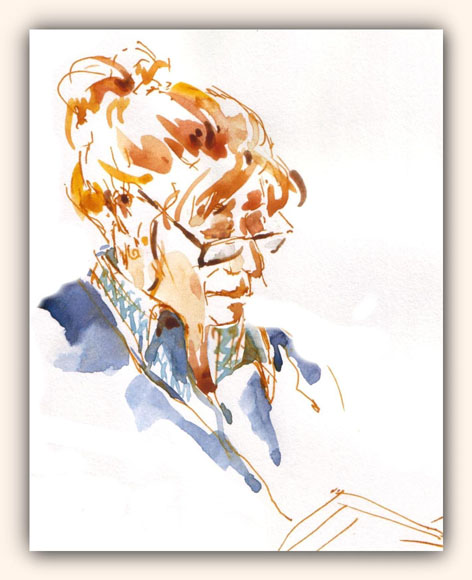 Portret, aquarel in dagboek 2008